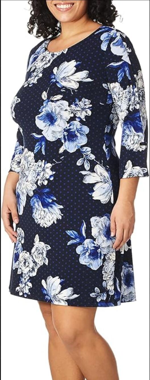 Tommy Hilfiger blue floral polka dot dress Size 12 Retro Boho Feminine Classic